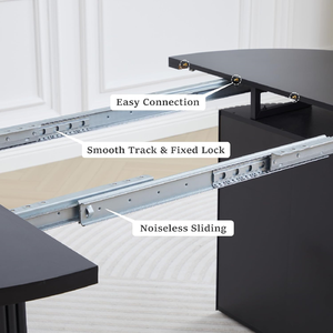 Mesa de Comedor Ovalada Moderna, Mesa de Cocina Redonda Extensible con Base Acanalada, Mesa de Comedor Extensible para 4-8 Personas - Product Image 5