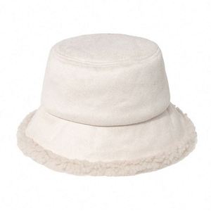 Winter Suede Fabric <b>Plain</b> Fluffy Basin Hat Warm Plush Berber Fleece Bucket <b>Cap</b> - Product Image 3