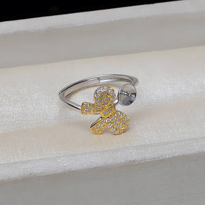 Anillos de Moda Europeos y Americanos Hechos a Mano, Plata S925, Diseño de Mariposa con Boca Móvil, Separación de Colores, Accesorios de Joyería - Product Image 3