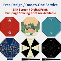 Payung Lipat Anti Angin Anti UV 10K Custom Print OEM ODM untuk Hadiah Promosi Perusahaan