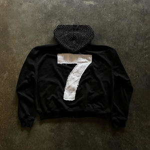 Sudadera con Capucha para Hombre, Estilo Holgado, con Apliques Bordados Pesados, Diseño Personalizado con Pedrería, Cierre de Cremallera - Product Image 2