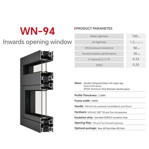 Fenêtres en aluminium résistantes aux ouragans DERCHI, rupture thermique, insonorisées, résistantes aux ouragans - Product Image 2