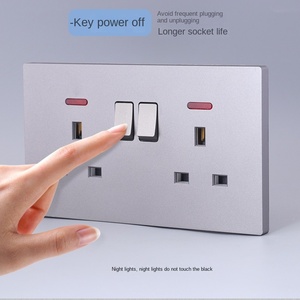 Universal Electrical Plug Grey Multi <b>Wall</b> Socket and Telephone <b>Wall</b> LSocket Uk <b>Wall</b> Plug Glass Electrical <b>Switch</b> Socket Board - Product Image 6