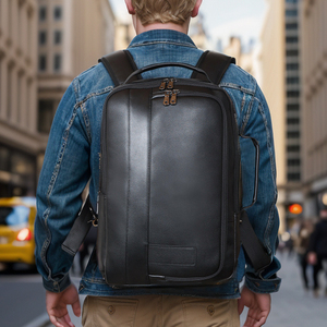 Mochila de Cuero Genuino para Hombre, Color Negro, 15.6 Pulgadas, Expandible, de Cuero de Grano Completo, para Portátil - Product Image 6