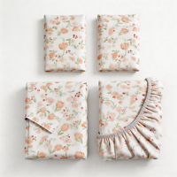 Parure de draps florale tulipe en microfibre imprimée printemps, taille Queen, 4 pièces, pour hôtel, avec drap-housse à poches profondes