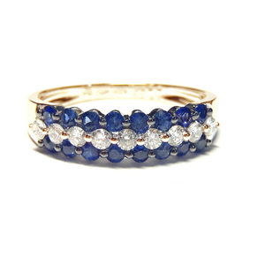 Vente en gros de bagues de mariage en or blanc massif 18 carats avec diamants et saphirs véritables pour femmes - Product Image 3