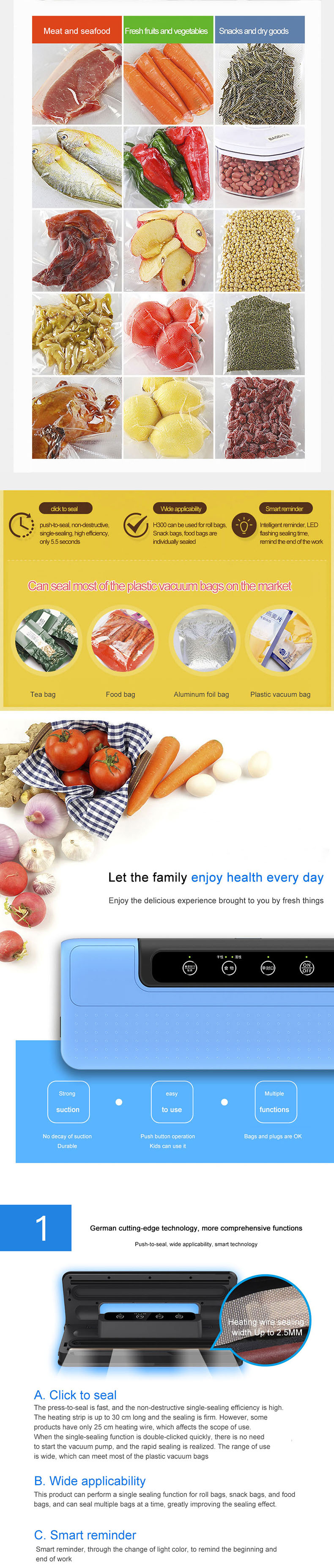 Professional Best Portable Foodsaver Food Accessories Jar Machine Vacuum Seal Bags Machine Sealer For Blankets