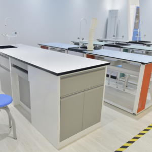 Tavolo da Laboratorio <span class=keywords><strong>Scolastico</strong></span> Moderno in Metallo, Banco di Lavoro Biofisico con Sedia e Cassetti, Realizzato su Misura per Uso Commerciale - Product Image 1