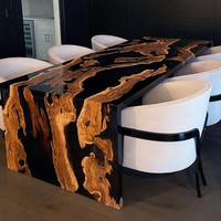 Meubles d'extérieur modernes en gros, table de salle à manger de restaurant en bois et résine époxy personnalisée