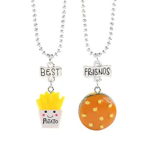 Kalung persahabatan desain baru untuk anak perempuan, Kalung Perhiasan trendi 2 buah/set