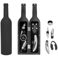 Fabricant Direct Transfrontalier – Nouveau Set Cinq Pièces pour Bouteille de Vin en Acier Inoxydable Noir – Ouvre-Bouteille, Verseur, Bouchon – Design Simple