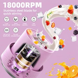 Vaso Mezclador Eléctrico Portátil de 500 ml con Carga USB Tipo C para Jugos de Frutas Frescas, Smoothies y Batidos de Verduras - Product Image 3