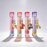 Bracelet porte-clés végétalien avec gloss à lèvres teinté glamour en cristal minéral, logo personnalisé, huile à lèvres hydratante hautement pigmentée