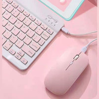 Beyaz pembe ofis Tablet PC şarj edilebilir kablosuz klavye ve fare Combos Set için kablolu fare ile Android cep telefonu Ipad