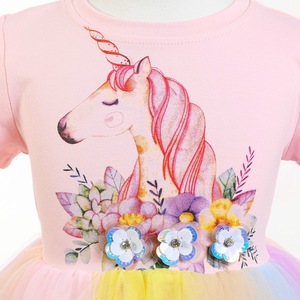 Costume Cosplay d'Halloween Robe de soirée pour fille Robe bébé fille Robe licorne rose d'été - Product Image 4