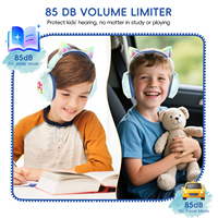 Auriculares Inalámbricos LOBKIN con Orejas de Gato para Niños, Auriculares con Luz Intermitente, Auriculares con Música Estéreo para Niños y Niñas, Regalo