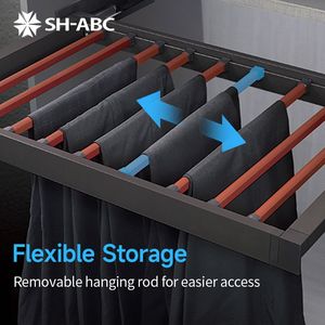 <span class=keywords><strong>Porte</strong></span>-pantalons <span class=keywords><strong>coulissant</strong></span> intégré pour armoire avec rail de glisse silencieux pour placard - Product Image 3