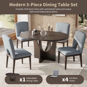 <span class=keywords><strong>TOPMAX</strong></span> Ensemble de table à manger moderne en bois extensible 5 pièces, design confortable et réglable, plateau amovible de 16,2 pouces pour petits espaces - Product Image 4