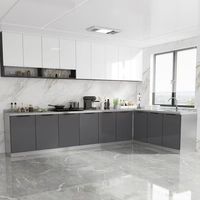 Ensemble d'armoires de cuisine modulaires en forme de U Ziheng, portes grises brillantes, tiroirs à fermeture douce, rangement personnalisable, respectueux de l'environnement