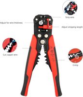 Outil de sertissage professionnel à dénuder auto-ajustable noir/rouge avec poignée en plastique en acier au carbone à prise souple