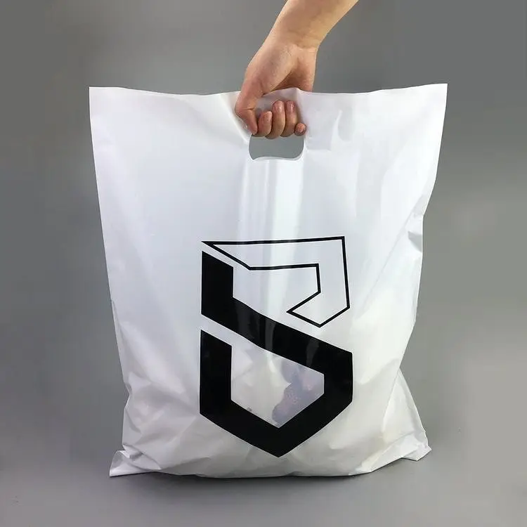 カスタムロゴプリントビニール袋防水ダイカットハンドルギフト服製品包装用ナイロンプライバッグ