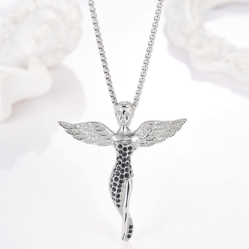 จี้เดี่ยวสีเงินสีดำไม่มีโซ่