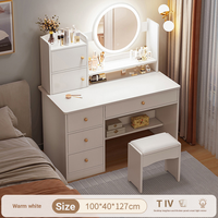 Commode/Coiffeuse moderne en bois avec miroir éclairé pour chambre à coucher – Meilleure vente