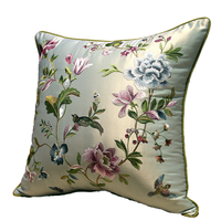 Housse de coussin moderne carrée en bois de séquoia brodée de fleurs, élégante, pour la maison, le salon, le canapé, l'hôtel