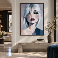 Tableau sur toile Portrait Femme Cheveux Bleus – Art Moderne Beauté pour Décoration Murale Salon, Chambre, Boutique, Hôtel