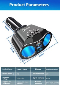 Dual USB Port Car Charger Car <strong>Cigarette</strong> <strong>Lighter</strong> <strong>Socket</strong> with LCD Display with <strong>2</strong>-Port Car <strong>Splitter</strong> - Product Image 6