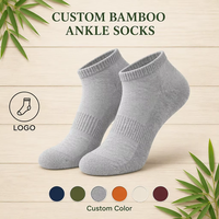 Chaussettes mi-hautes en fibre de bambou gris premium, écologiques, respirantes, avec logo personnalisé, pour unisexe