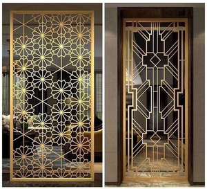Panel Divisor de Vidrio con Marco Dorado Rosa para Privacidad en Oficina, Diseño Art Deco, Hecho de Metal, Marca <span class=keywords><strong>Homedeco</strong></span>, Acero Inoxidable 304 - Product Image 2