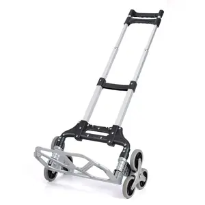 Lichtgewicht Aluminium Handtrolley Kar Draagbare Boodschappenbagage Traptrolley Laadvermogen 80Kg