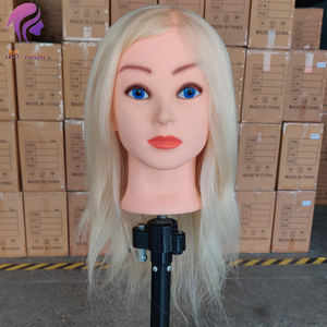 Équipements de Salon Mannequin en Cheveux Naturels Tête de Formation de <span class=keywords><strong>Coiffeur</strong></span>, Têtes de Mannequin d'Entraînement de Coiffure Blanc de Salon à Vendre - Product Image 1
