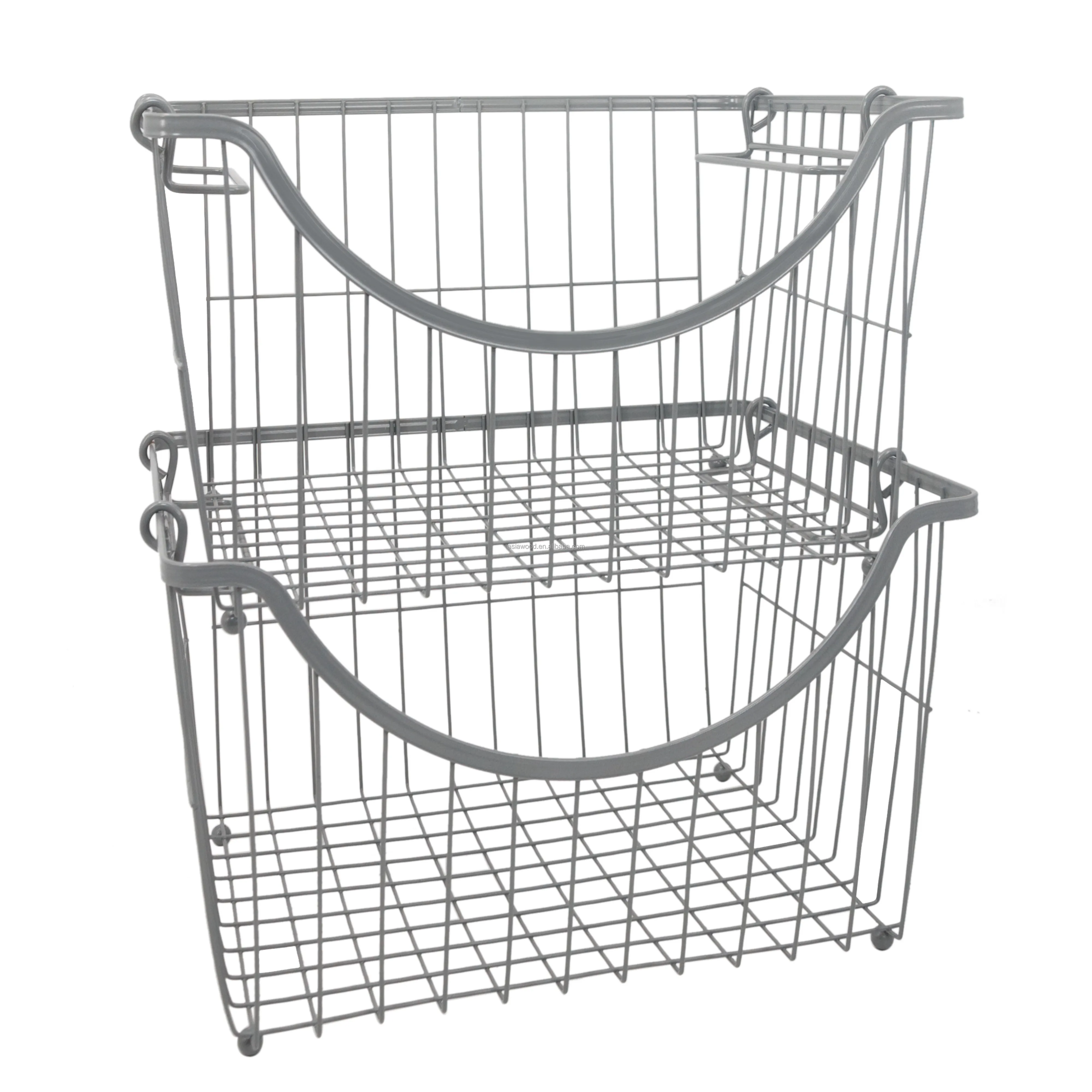 Iron Metal Rack foldable food storage bins with handles wire basket kitchen wicker basket storage