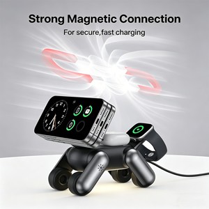 Produit <span class=keywords><strong>Tendance</strong></span> 2026 Cadeaux Numériques Chargeur Sans Fil Pliable Multifonctionnel 15W <span class=keywords><strong>3</strong></span>-en-1 avec Lumière Forme Chien Robot Magnétique D6 - Product Image 2