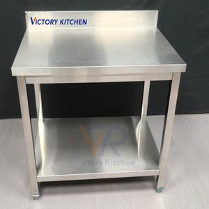 VICTORY <b>KITCHEN</b> high quality 201 0.8mm Stainless Steel <b>Kitchen</b> <b>table</b> 2-Layer 80*60*80 with Backsplashand <b>square</b> Legs - Product Image 5
