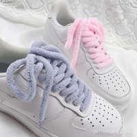 Lacets Moelleux Rose et Blanc de 0,8 cm, Larges, Ronds et Épais, pour SB Dunks, Converses, et Baskets en Toile - Grande Vente