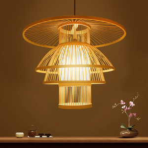 Lustre Zen en bambou tressé 40 50 60cm, lumière incandescente, lampe de plafond pour salon de thé, restaurant - Product Image 4