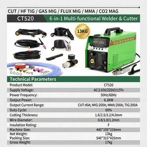 เครื่องเชื่อมอเนกประสงค์ CT-520 200A 6 in 1 รองรับแรงดันไฟฟ้าคู่ 110V 220V สำหรับงานเชื่อม MIG TIG MMA ตัดพลาสม่า และเชื่อมฟลักซ์คอร์แบบไม่ใช้แก๊ส - Product Image 6