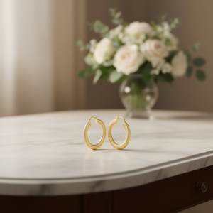 E4417 Orecchini a cerchio in oro per donna, gioielli classici da indossare tutti i giorni - Product Image 2