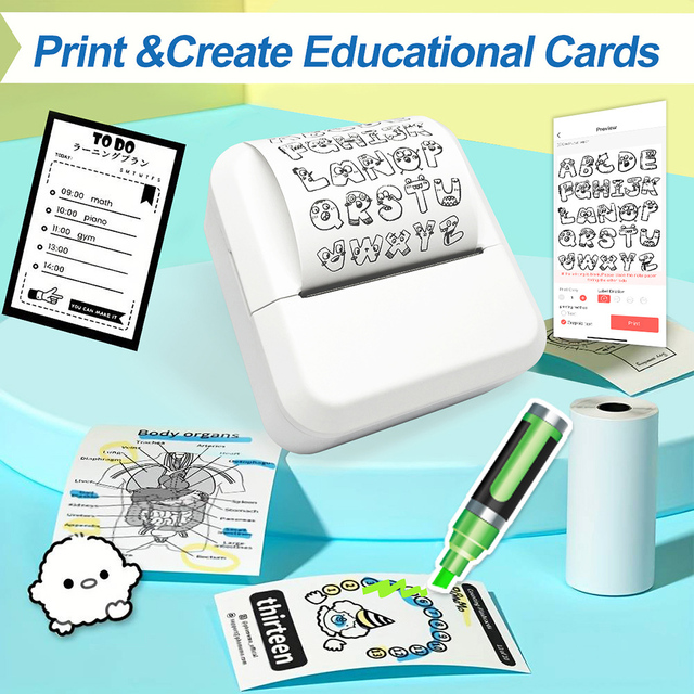 Marklife S2 Mini Sticker Printer Thermal Label Maker for Barcode, QR Code, Text & Images, Portable Receipt Printer for Students