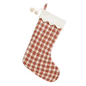 Chaussettes de Noël personnalisées matelassées à carreaux blancs, nœud rouge, imprimé nœuds, pompons kaki mignons - Product Image 3