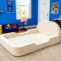 Nouveau Canapé-lit carré moderne rembourré pour tout-petit, modèle 2026, le plus vendu, avec matelas personnalisé et barrières de sécurité, entièrement en mousse écologique pour chambre à coucher