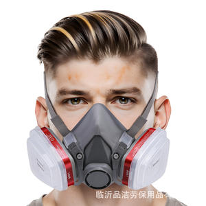 Masque respiratoire demi-visage Pinjie 6200, protection contre la poussière et les gaz, réutilisable, avec filtre à particules, pour peinture, ponçage, produits chimiques - Product Image 1