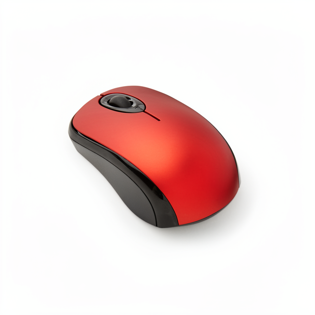 For Basics 2.4 GHz Optical Wireless Mouse with 3 Buttons and 1 Roller for Laptop and Computer USB Nano Receiver Red