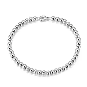 RINNTIN SB103-4 Neuheiten 925 Sterling Silber Italienische Handmade 4mm Bead Ball Strang Kette Armband Für Frauen