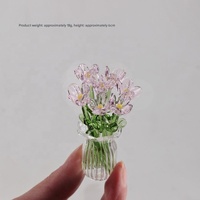Bouquet de roses et de tulipes artificielles en verre décoratif fait à la main, fleur éternelle, cadeau pour toute occasion, décoration de bureau, ornement