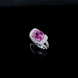 Anillo de Plata de Ley 925 con Zafiro Padparadscha Creado en Laboratorio - Product Image 2
