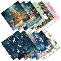 12 Feuilles de Matériaux de Base pour Carnet de Notes DIY, Motif Flocon de Neige de Noël Rêveur, pour Découpe, Fabrication de Cartes et Impression de Fond, Baide Jiangxi Chine